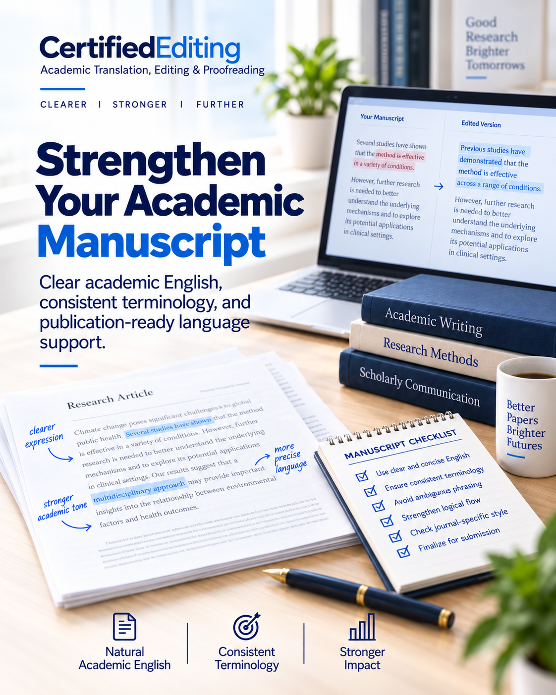 CertifiedEditing academic manuscript editing, proofreading, and translation support