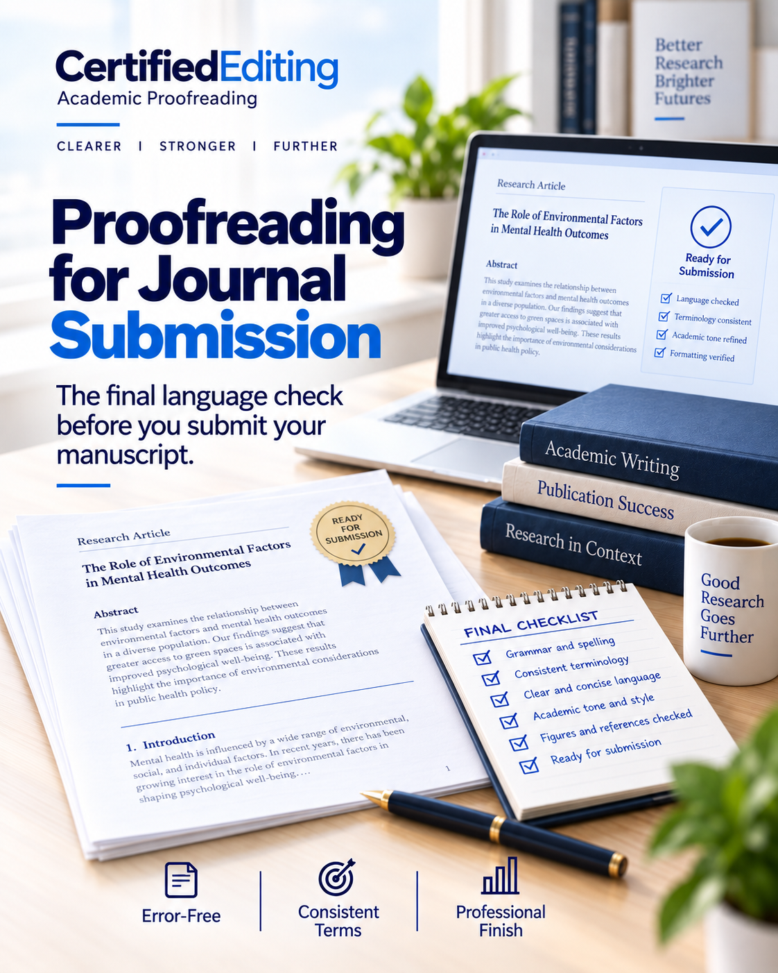Final proofreading check for a journal-ready academic manuscript
